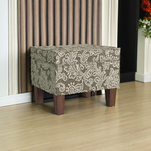 HomePop 22" Modern Rectangular Storage Ottoman - Brown Jacobean Print