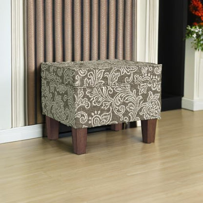 HomePop 22" Modern Rectangular Storage Ottoman - Brown Jacobean Print