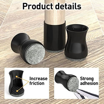 24 Pcs Silicone Furniture Pads for Hardwood Floors,3/4" - 7/8",Black.