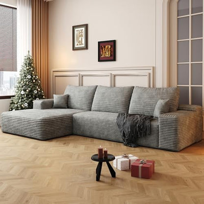 96" Sectional Couches for Living Room Cloud Couch Sofa with L-Shape Upholstered Boneless Couchs Modern Modular Sectional Couch with Chaise (Light Grey, 108" L Shaped with Left Facing Chaise)