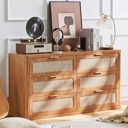 LEYAOYAO Rattan Dresser for Bedroom Set 2, 54'' Drawers Dressers