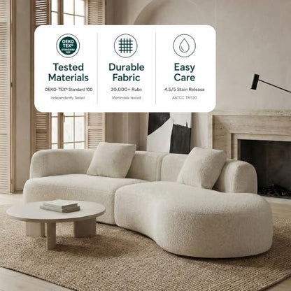 Acanva Formia Boucle Curved Sectional Couch for Living Room