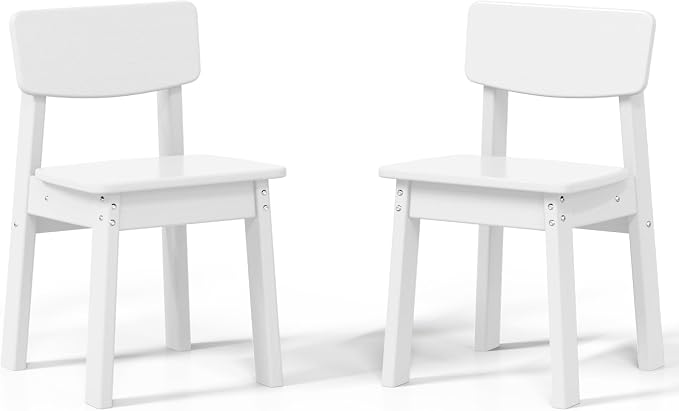Costaelm Outdoor Kids Dining Chair Set of 2,Step Stool Toddler Chair, White