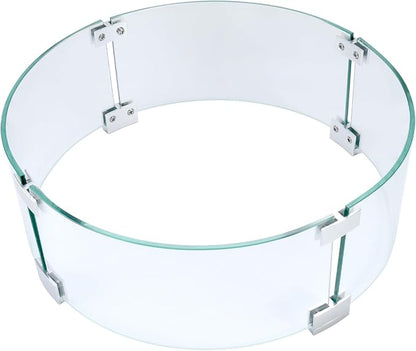 Fire Pit Wind Guard, 23" Glass Wind Guard for Fire Pit Round Table, Made of Clear Tempered Glass Set with Assembly Instructions