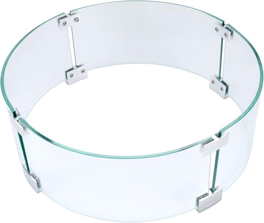 Fire Pit Wind Guard, 23" Glass Wind Guard for Fire Pit Round Table, Made of Clear Tempered Glass Set with Assembly Instructions