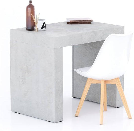 Mobili Fiver, Evolution Desk 35.4 x 23.6 in, Concrete Effect, Grey with Two Legs, Made in Italy