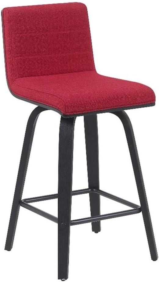 Vienna Modern Counter Height Swivel Bar Stool with Red Upholstered Seat and Brushed Wood Frame Set of 4