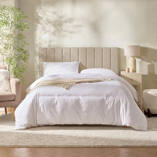 Nestl Upholstered King Headboard - Easy Assemble Channel Stitched Headboard King Size Bed - Wall Mounted Headboards with 3D Soundproof Wall Panels Peel & Stick Floating Headboards, Beige