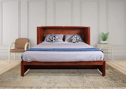 Mega Solutions Emurphybed Daily Delight Murphy Cabinet Chest Bed with Charging Station 8 Inch, Queen (Cherry)