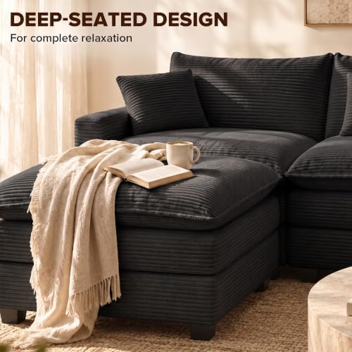 Modular Sectional Sofa with Ottoman & Corner Section, Comfy Cloud Couch