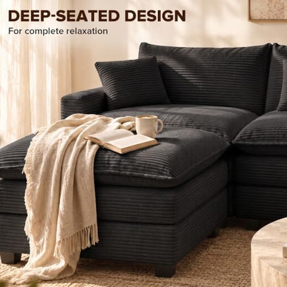 Modular Sectional Sofa with Ottoman & Corner Section, Comfy Cloud Couch