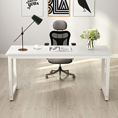 Tribesigns Computer Desk, 63 inch Large Office Desk Computer Table Study Writing Desk for Home Office, White