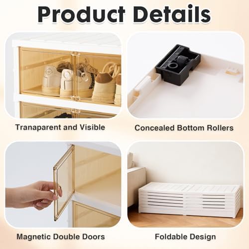 Foldable Shoe Rack, 6 Tiers-24 Pairs Collapsible Shoe Storage Organizer