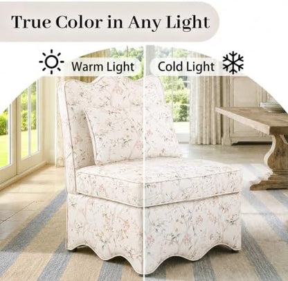 Floral Accent Chair, French-Inspired Armless Lounge Chair