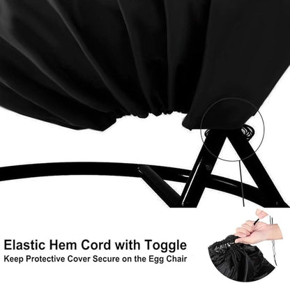【Upgraded】Patio Egg Chair Covers with Zipper, Wicker Egg Swing Chair Covers, Waterproof Heavy Duty Weather Resisatnt Outdoor Chair Cover, Windproof Hanging Chair Cover, 75" x 45", Black, 2 Pack