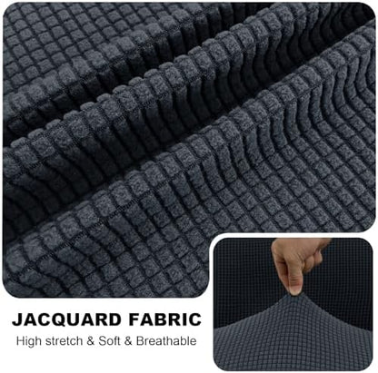 UNBBRRL Seat Cushion Cover and Back Covers for Corner Sofa Stretch Jacquard, Non Slip L Shaped Sofa Slipcover with Storage Ottoman, Sectional Couch Cover for Chaise Lounge (Dark Grey,47 x 47 x 6”)