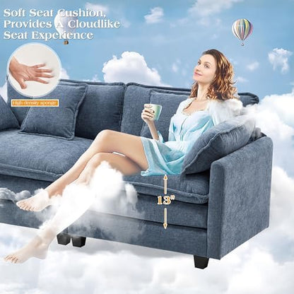 Hanherry Modular Sectional Sofa,Cloud Couch for Living Room,Modern Deep Seat Sofa Chenille Fabric Comfy Couches with Throw Pillows & Movable Ottoman for Apartment
