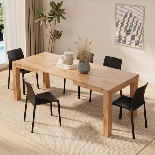 Mobili Fiver, Iacopo Extendable Dining Table, 55,1(86,6) x35,4 in, Rustic Oak, for 6-10 People, Expandable Dining Table for Kitchen, Living Room, Italian Furniture