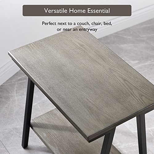 Leick Home Empiria End Table, 15", Smoke Gray, Matte Black