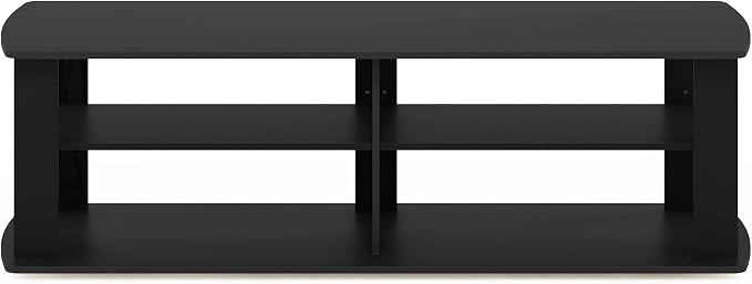 Furinno Nelly TV Stand, 3-Tier Entertainment Center with Open Shelves Storage, TV Console for TV up to 55 Inch, Soft Edges, for Living Room, Bedroom, Black