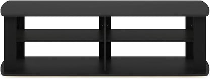 Furinno Nelly TV Stand, 3-Tier Entertainment Center with Open Shelves Storage, TV Console for TV up to 55 Inch, Soft Edges, for Living Room, Bedroom, Black