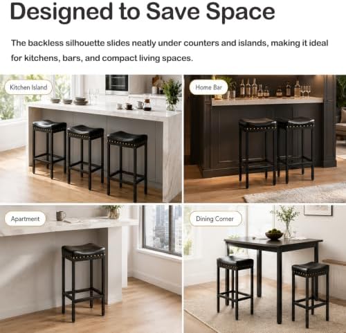Forteek 25.5'' Bar Stools Set of 2, Counter Height Barstools with Nailhead
