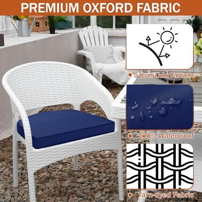 Outdoor Chair Cushions Set of 4, 17 x 16 Inch Waterproof Seat Pads
