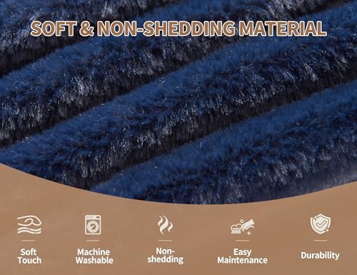 WSOFRLAC Poofy Ottoman Foot Rest,Small Couch Boho Foot Stools,Navy 20x15in