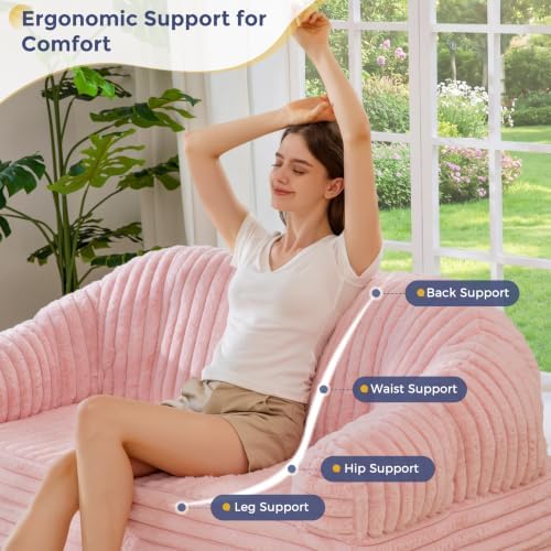 MAXYOYO Folding Sofa Bed Chair, Sleeper Chair for Adults, Faux Fur
