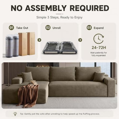 96" Boneless Sectional Couches, Cloud Sofas for Living Room
