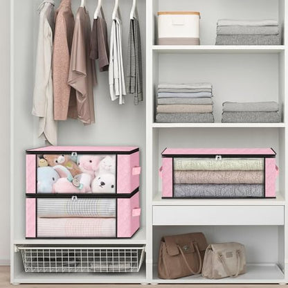 HomeHacks 10-Pack Clothes Organizer Storage Bags, 35L Storage Bins, Pink