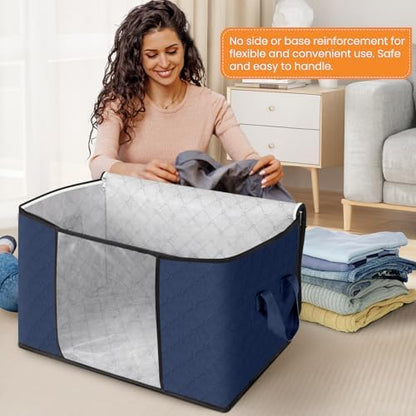 90L Clothes Storage, Foldable Thick Fabric Blanket Storage Bags