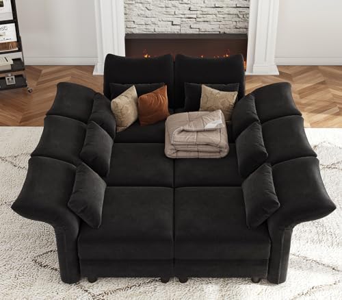 Chenille Modular Sectional Cloud Couch with Storage, Oversized 6-Seat