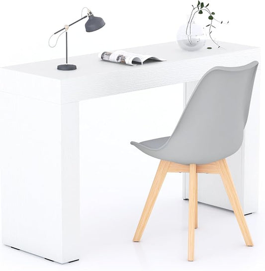 Mobili Fiver, Evolution Desk 47.2 x 15.7 in, Ashwood White with Two Legs, Made in Italy