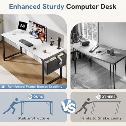 DUMOS 63" Computer Desk Home Office Desk, Gaming Desks, White