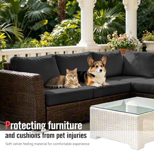 8Pcs Outdoor Cushion Covers, Stretch Patio Furniture Couch Chair Slipcovers