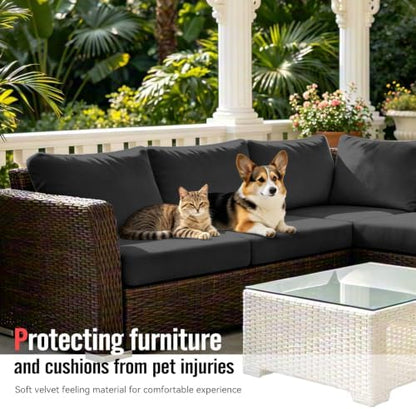 8Pcs Outdoor Cushion Covers, Stretch Patio Furniture Couch Chair Slipcovers