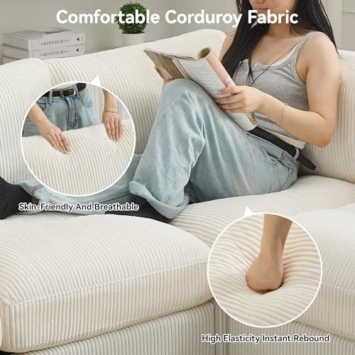 Modular Sectional Sofa, 117'' Oversized Deep Seat U Shaped Couch, Beige