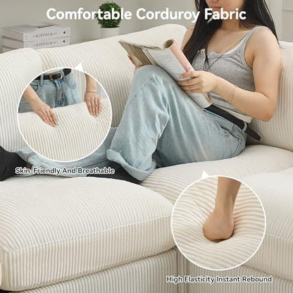 Modular Sectional Sofa, 117'' Oversized Deep Seat U Shaped Couch, Beige