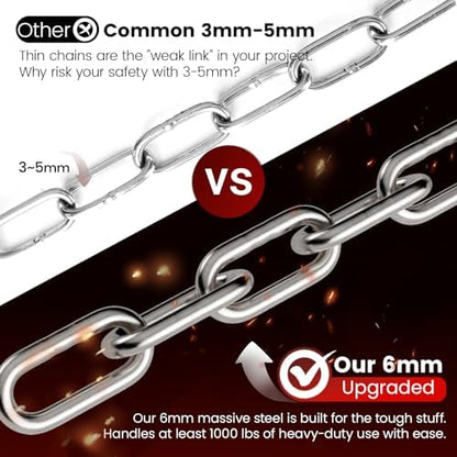 sprookber 25" Hanging Swing Chain,1000 lb Capacity,6 mm 304 Stainless Steel
