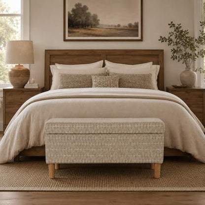 HomePop Malmo 36" Storage Bench - Tan Geometric Pattern