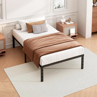 Hafenpo 18 Inch Twin Bed Frame, Under Bed Storage, Black