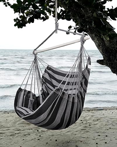Lulladle Hammock Chair Hanging Rope Swing - Hammock Chair Bedrooms - Swing Chair Indoor - Hanging Chair Outdoor - Max Weight 500 Lbs