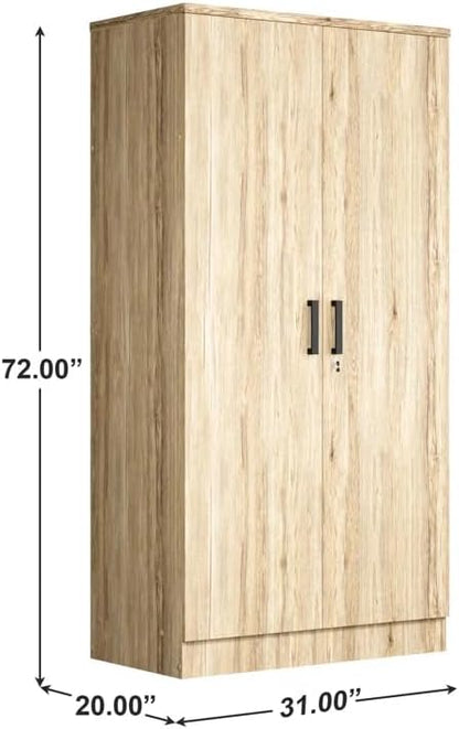 Woodpeckers Furniture And Mattress 2 Doors Wardrobe with Shelves (Natural Oak)