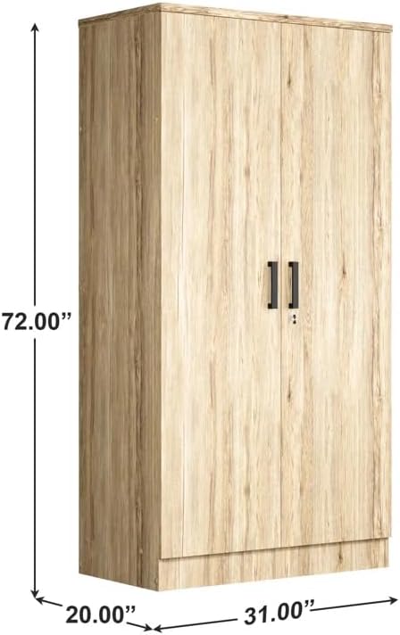 Woodpeckers Furniture And Mattress 2 Doors Wardrobe with Shelves (Natural Oak)