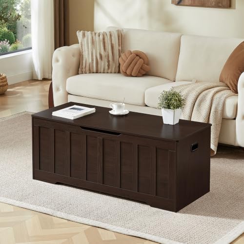 47.2" Storage Chest,19" Extra-Deep Storage Bench,72 Gal(Espresso)
