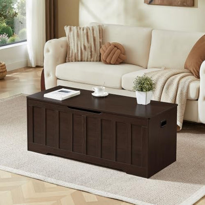 47.2" Storage Chest,19" Extra-Deep Storage Bench,72 Gal(Espresso)