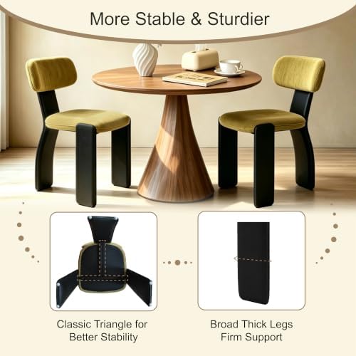 Dining Chairs, Wide Seat with Backrest for Kitchen, Tangerine