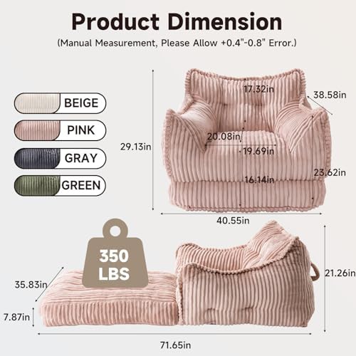 2 in 1 Folding Sofa Bed, Pink