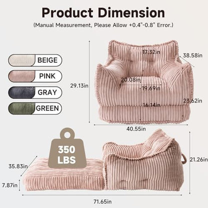 2 in 1 Folding Sofa Bed, Pink